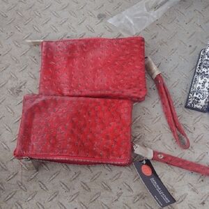 Red Dyed Leather Purse Pair NEW